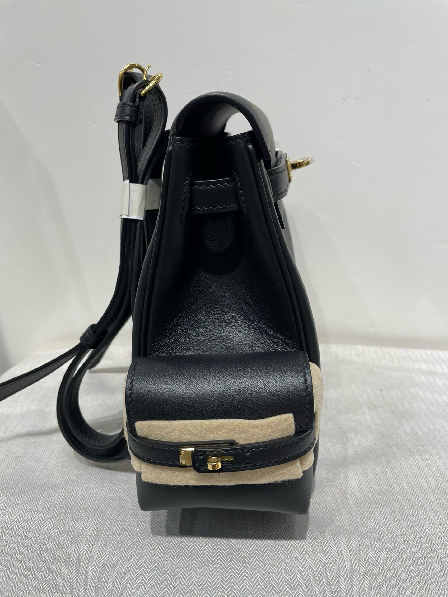 Hermes Kelly Ado Pockets Backpack In Black Swift Leather